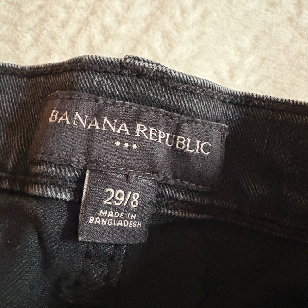 Banana Republic Women Button Fly Cotton Blend Black Size 29/8 High Rise - Picture 3 of 4